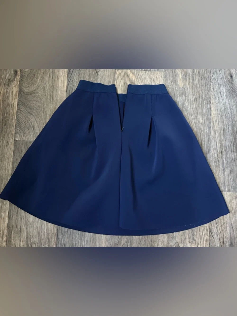 Vintage Essentiel Antwerp Blue Pleated A-Line Short Skirt Zip Closure Women's 36